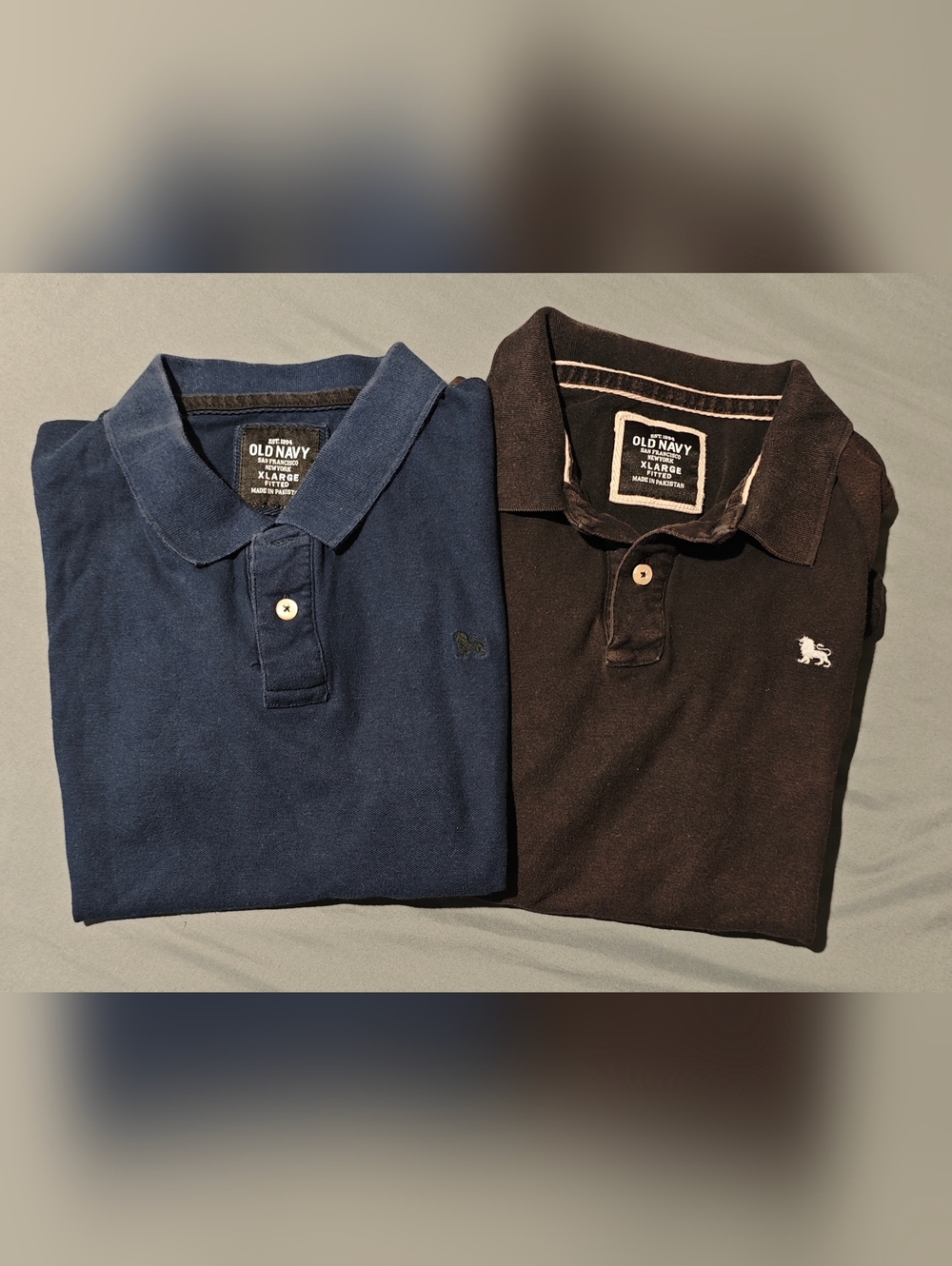 Lot of 2 Old Navy Men's Classic Short Sleeve Polo Shirts Black/Dark Blue Size XL